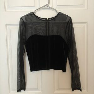 Express Crop velvet long sleeve top